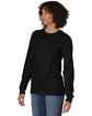ComfortWash by Hanes Unisex Garment-Dyed Long-Sleeve T-Shirt with Pocket BLACK ModelQrt