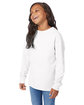 ComfortWash by Hanes Youth Crew Long-Sleeve T-Shirt white ModelQrt