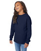 ComfortWash by Hanes Youth Crew Long-Sleeve T-Shirt navy ModelQrt