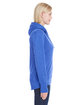 J America Ladies' Omega Stretch Snap-Placket Hooded Sweatshirt royal triblend ModelSide