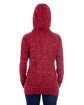 J America Ladies' Cosmic Contrast Fleece Hooded Sweatshirt red fleck/ red ModelBack