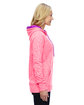 J America Ladies' Cosmic Contrast Fleece Hooded Sweatshirt fre crl flk/ mag ModelSide