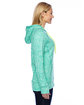 J America Ladies' Cosmic Contrast Fleece Hooded Sweatshirt emer flk/ neo yl ModelSide