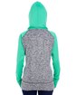 J America Ladies' Colorblock Cosmic Hooded Sweatshirt chr flk/ emerald ModelBack