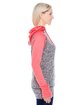 J America Ladies' Colorblock Cosmic Hooded Sweatshirt chr flk/ fire cr ModelSide