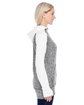 J America Ladies' Colorblock Cosmic Hooded Sweatshirt chrcl flk/ white ModelSide