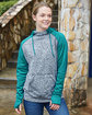 J America Ladies' Colorblock Cosmic Hooded Sweatshirt  Lifestyle