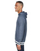 J America Adult Peppered Fleece Lapover Hooded Sweatshirt navy pepper ModelSide