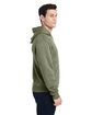J America Adult Triblend Pullover Fleece Hooded Sweatshirt olive triblend ModelSide
