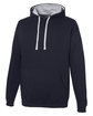 Just Hoods By AWDis Adult 80/20 Midweight Varsity Contrast Hooded Sweatshirt frn nvy /hth gry ModelQrt