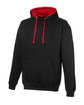 Just Hoods By AWDis Adult 80/20 Midweight Varsity Contrast Hooded Sweatshirt JET BLK/ FIRE RD ModelQrt