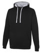 Just Hoods By AWDis Adult 80/20 Midweight Varsity Contrast Hooded Sweatshirt JET BLK/ HTH GRY ModelQrt