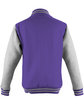 Just Hoods By AWDis Men's 80/20 Heavyweight Letterman Jacket purple/ hthr gry ModelBack