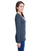 LAT Ladies' Long Sleeve Fine Jersey Lace-Up T-Shirt vintage nvy/ wht ModelSide
