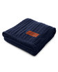 Leeman Cable Knit Sherpa Throw navy blue DecoFront