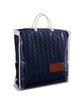Leeman Cable Knit Sherpa Throw navy blue DecoSide