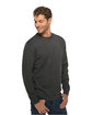Lane Seven Unisex Premium Crewneck Sweatshirt charcoal heather ModelSide