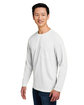 Harriton Unisex Charge Snag and Soil Protect Long-Sleeve T-Shirt white ModelQrt