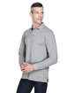 Harriton Men's 5.6 oz. Easy Blend™ Long-Sleeve Polo grey heather ModelQrt