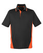 Harriton Men's Flash Snag Protection Plus IL Colorblock Polo black/ tm orange OFFront