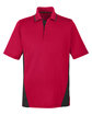 Harriton Men's Flash Snag Protection Plus IL Colorblock Polo red/ black OFFront