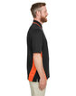 Harriton Men's Tall Flash Snag Protection Plus IL Colorblock Polo BLACK/ TM ORANGE ModelSide