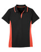 Harriton Ladies' Flash Snag Protection Plus IL Colorblock Polo black/ tm orange FlatFront
