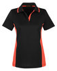 Harriton Ladies' Flash Snag Protection Plus IL Colorblock Polo BLACK/ TM ORANGE OFFront