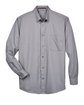 Harriton Men's Easy Blend™ Long-Sleeve Twill Shirt with Stain-Release DARK GREY FlatFront