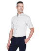 Harriton Men's Easy Blend™ Short-Sleeve Twill Shirt with Stain-Release white ModelQrt
