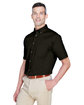 Harriton Men's Easy Blend™ Short-Sleeve Twill Shirt with Stain-Release black ModelQrt