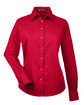 Harriton Ladies' Easy Blend™ Long-Sleeve Twill Shirt with Stain-Release red OFFront