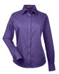 Harriton Ladies' Easy Blend™ Long-Sleeve Twill Shirt with Stain-Release team purple OFFront