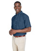 Harriton Men's 6.5 oz. Short-Sleeve Denim Shirt dark denim ModelQrt