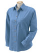Harriton Ladies' 6.5 oz. Long-Sleeve Denim Shirt LIGHT DENIM OFFront