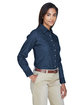 Harriton Ladies' 6.5 oz. Long-Sleeve Denim Shirt DARK DENIM ModelQrt