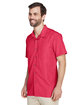 Harriton Men's Barbados Textured Camp Shirt PARROT RED ModelQrt