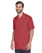 Harriton Men's Bahama Cord Camp Shirt tile red ModelQrt
