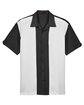 Harriton Men's Two-Tone Camp Shirt black/ creme FlatFront