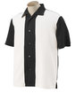 Harriton Men's Two-Tone Camp Shirt black/ creme OFFront