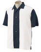 Harriton Men's Two-Tone Camp Shirt navy/ creme OFFront