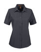Harriton Ladies' Key West Short-Sleeve Performance Staff Shirt dark charcoal OFFront