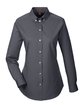 Harriton Ladies' Foundation 100% Cotton Long-Sleeve Twill Shirt with Teflon™ dark charcoal OFFront