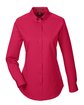 Harriton Ladies' Foundation 100% Cotton Long-Sleeve Twill Shirt with Teflon™ red OFFront