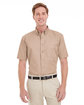 Harriton Men's Foundation 100% Cotton Short-Sleeve Twill Shirt with Teflon™  