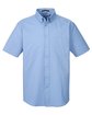 Harriton Men's Foundation 100% Cotton Short-Sleeve Twill Shirt with Teflon™ industry blue OFFront