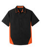 Harriton Men's Flash IL Colorblock Short Sleeve Shirt black/ tm orange FlatFront