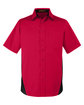 Harriton Men's Flash IL Colorblock Short Sleeve Shirt red/ black OFFront