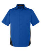 Harriton Men's Flash IL Colorblock Short Sleeve Shirt tr royal/ black OFFront