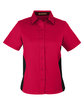 Harriton Ladies' Flash IL Colorblock Short Sleeve Shirt red/ black OFFront
